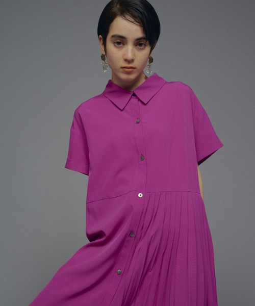 manana suerte（マニャーナスエルテ）の「サイズ展開あり　アシンメトリープリーツワンピース（ワンピース・レディース・ベージュ/ピンク/ブラック/カーキ・0/FREE）」の8枚目の写真