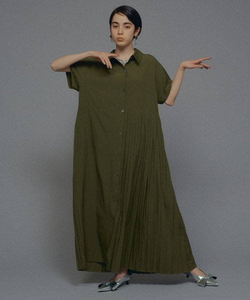 manana suerte（マニャーナスエルテ）の「サイズ展開あり　アシンメトリープリーツワンピース（ワンピース・レディース・ベージュ/ピンク/ブラック/カーキ・0/FREE）」の16枚目の写真