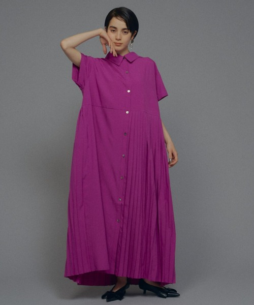 manana suerte（マニャーナスエルテ）の「サイズ展開あり　アシンメトリープリーツワンピース（ワンピース・レディース・ベージュ/ピンク/ブラック/カーキ・0/FREE）」の14枚目の写真