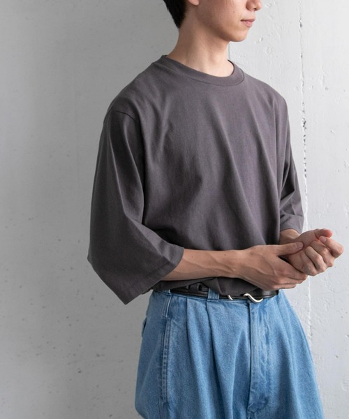 FORK&SPOON（フォークアンドスプーン）の「『吸水速乾』『接触冷感』FORK&SPOON　プレーティング 5分袖 Tシャツ（Tシャツ/カットソー・メンズ・アイボリー/チャコールグレー/モカ・4/5）」の2枚目の写真