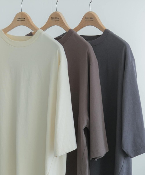 FORK&SPOON（フォークアンドスプーン）の「『吸水速乾』『接触冷感』FORK&SPOON　プレーティング 5分袖 Tシャツ（Tシャツ/カットソー・メンズ・アイボリー/チャコールグレー/モカ・4/5）」の13枚目の写真