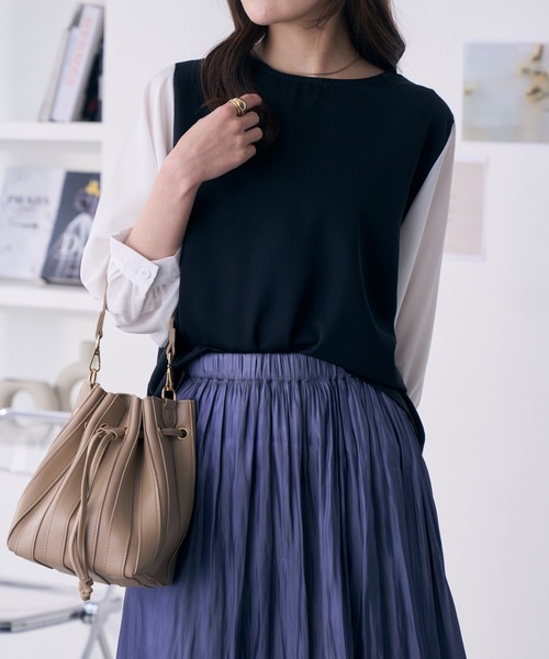 Ada.（エイダ）の「2WAY巾着バッグ（ハンドバッグ・レディース・イエロー/ブラック/アイボリー/ライトベージュ・FREE）」の16枚目の写真