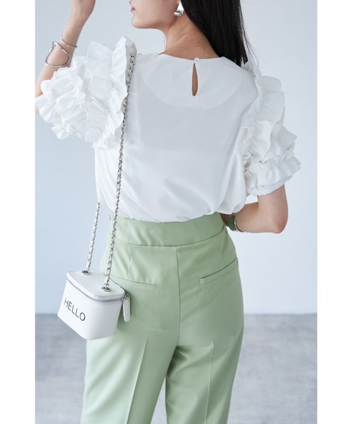 &. NOSTALGIA（アンドドットノスタルジア）の「【ZOZO限定】フリルスリーブカットソー（Tシャツ/カットソー・レディース・ベージュ/ホワイト/ブラック/ネイビー・M）」の20枚目の写真