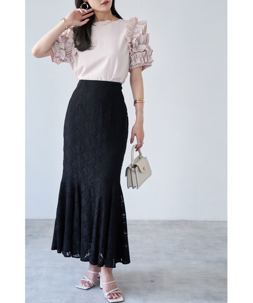 &. NOSTALGIA（アンドドットノスタルジア）の「【ZOZO限定】フリルスリーブカットソー（Tシャツ/カットソー・レディース・ベージュ/ホワイト/ブラック/ネイビー・M）」の9枚目の写真