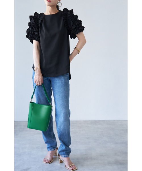 &. NOSTALGIA（アンドドットノスタルジア）の「【ZOZO限定】フリルスリーブカットソー（Tシャツ/カットソー・レディース・ベージュ/ホワイト/ブラック/ネイビー・M）」の16枚目の写真