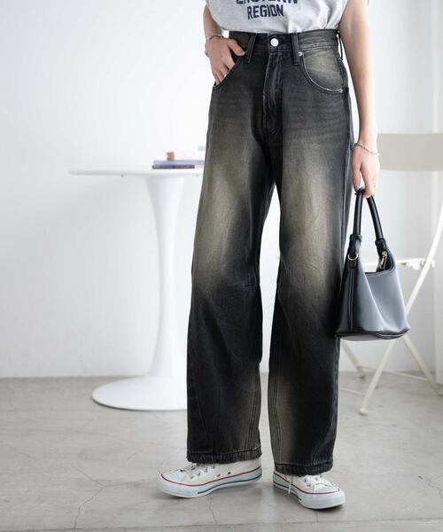 WEGO（ウィゴー）の「WEGO/ヴィンテージウォッシュカーブパンツ（デニムパンツ・レディース・ブラック系その他/コバルトブルー/ブラック/ライトインディゴブルー/ホワイト・SMALL/MEDIUM）」の3枚目の写真