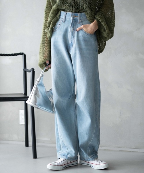 WEGO（ウィゴー）の「WEGO/ヴィンテージウォッシュカーブパンツ（デニムパンツ・レディース・ブラック系その他/コバルトブルー/ブラック/ライトインディゴブルー/ホワイト・SMALL/MEDIUM）」の4枚目の写真