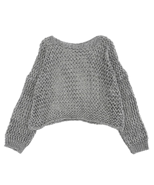 Figments（フィグメンツ）の「オーバーメッシュニットトップス（ニット/セーター・レディース・ブラック/グレー・FREE）」の6枚目の写真