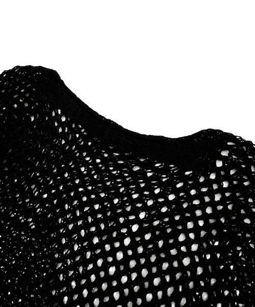 Figments（フィグメンツ）の「オーバーメッシュニットトップス（ニット/セーター・レディース・ブラック/グレー・FREE）」の5枚目の写真