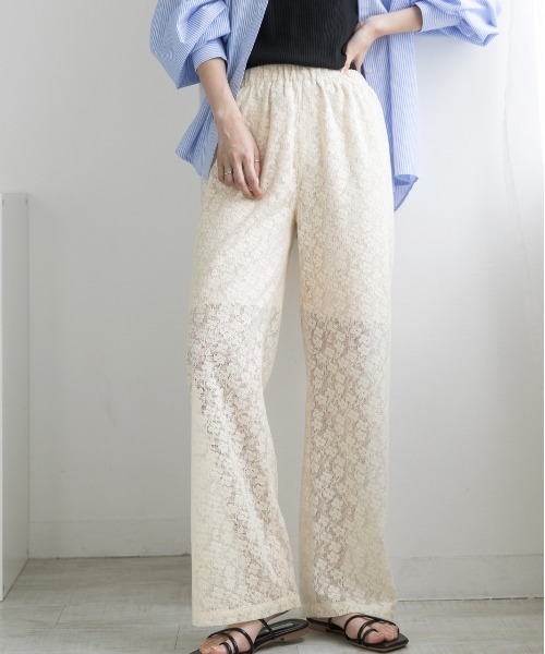 ad thie(アドティエ)の「裏地付き・総レース イージーパンツ(その他パンツ・レディース・オフホワイト/ブラック/アイボリー・FREE)」の3枚目の写真