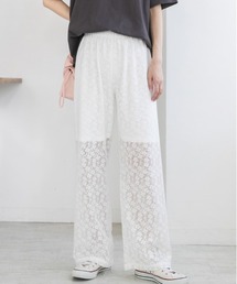 ad thie | 裏地付き・総レース イージーパンツ(その他パンツ)