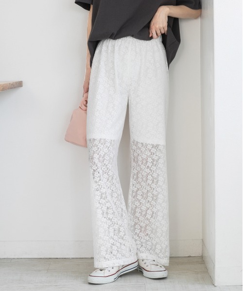 ad thie(アドティエ)の「裏地付き・総レース イージーパンツ(その他パンツ・レディース・オフホワイト/ブラック/アイボリー・FREE)」の7枚目の写真
