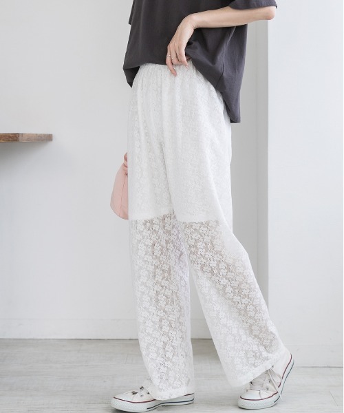 ad thie(アドティエ)の「裏地付き・総レース イージーパンツ(その他パンツ・レディース・オフホワイト/ブラック/アイボリー・FREE)」の13枚目の写真