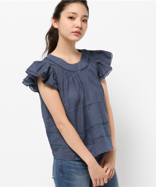 mystic（ミスティック）の「レース使いブラウス（シャツ/ブラウス・レディース・ブルー/ネイビー/ピンク/オフホワイト・ﾌﾘ-）」の3枚目の写真