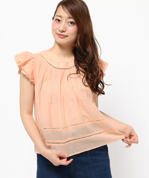 mystic（ミスティック）の「レース使いブラウス（シャツ/ブラウス・レディース・ブルー/ネイビー/ピンク/オフホワイト・ﾌﾘ-）」の4枚目の写真