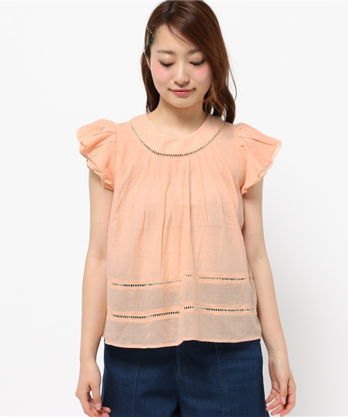 mystic（ミスティック）の「レース使いブラウス（シャツ/ブラウス・レディース・ブルー/ネイビー/ピンク/オフホワイト・ﾌﾘ-）」の6枚目の写真