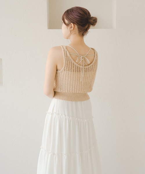 Ambre Neige（アンブルネージュ）の「メッシュ編みタンクニット／【WEB/EC限定商品】（タンクトップ・レディース・ベージュ/アイボリー・FREE）」の12枚目の写真