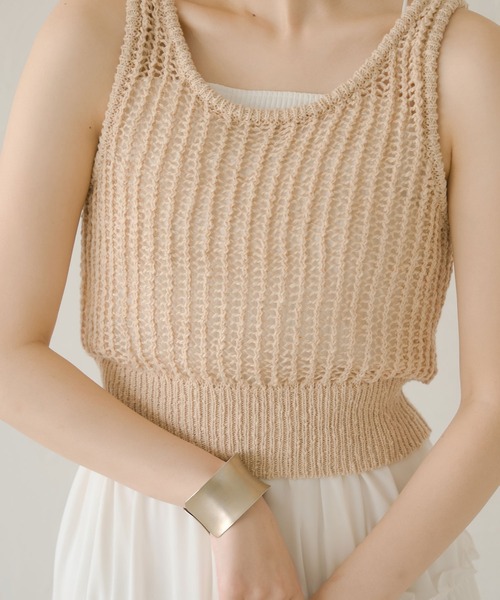 Ambre Neige（アンブルネージュ）の「メッシュ編みタンクニット／【WEB/EC限定商品】（タンクトップ・レディース・ベージュ/アイボリー・FREE）」の14枚目の写真