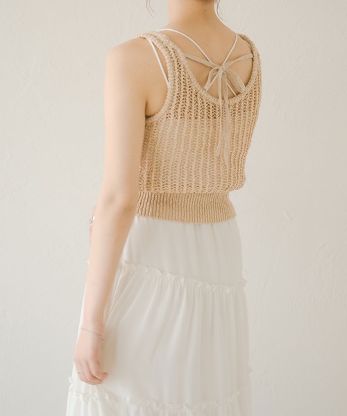 Ambre Neige（アンブルネージュ）の「メッシュ編みタンクニット／【WEB/EC限定商品】（タンクトップ・レディース・ベージュ/アイボリー・FREE）」の15枚目の写真