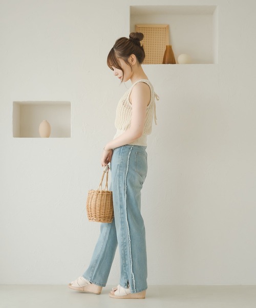 Ambre Neige（アンブルネージュ）の「メッシュ編みタンクニット／【WEB/EC限定商品】（タンクトップ・レディース・ベージュ/アイボリー・FREE）」の10枚目の写真