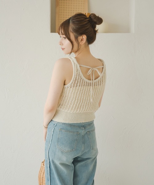 Ambre Neige（アンブルネージュ）の「メッシュ編みタンクニット／【WEB/EC限定商品】（タンクトップ・レディース・ベージュ/アイボリー・FREE）」の5枚目の写真