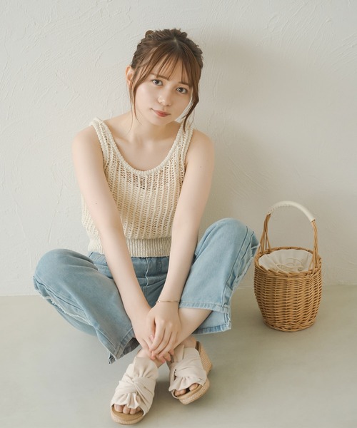 Ambre Neige（アンブルネージュ）の「メッシュ編みタンクニット／【WEB/EC限定商品】（タンクトップ・レディース・ベージュ/アイボリー・FREE）」の7枚目の写真