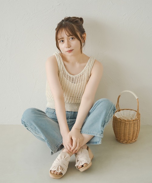 Ambre Neige（アンブルネージュ）の「メッシュ編みタンクニット／【WEB/EC限定商品】（タンクトップ・レディース・ベージュ/アイボリー・FREE）」の8枚目の写真