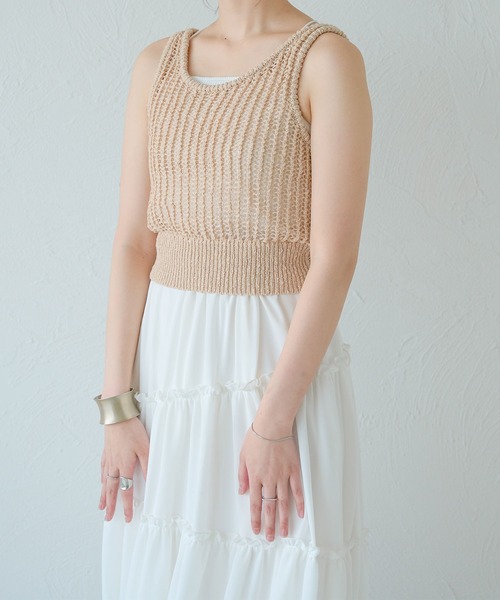 Ambre Neige（アンブルネージュ）の「メッシュ編みタンクニット／【WEB/EC限定商品】（タンクトップ・レディース・ベージュ/アイボリー・FREE）」の19枚目の写真