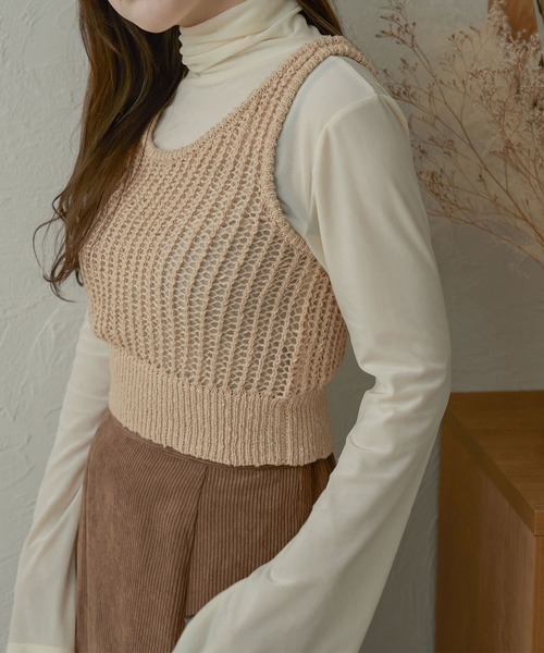Ambre Neige（アンブルネージュ）の「メッシュ編みタンクニット／【WEB/EC限定商品】（タンクトップ・レディース・ベージュ/アイボリー・FREE）」の20枚目の写真