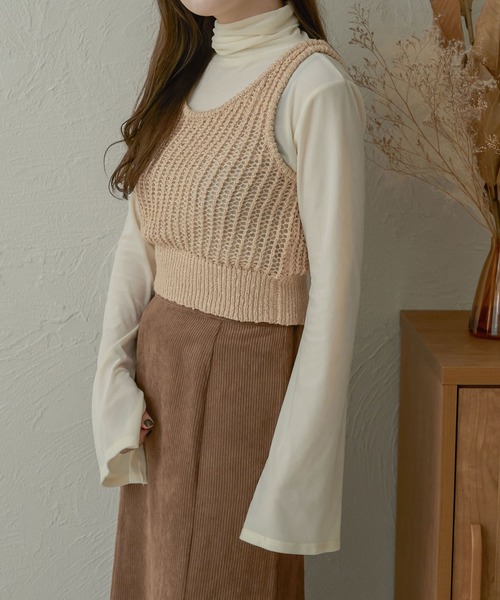 Ambre Neige（アンブルネージュ）の「メッシュ編みタンクニット／【WEB/EC限定商品】（タンクトップ・レディース・ベージュ/アイボリー・FREE）」の21枚目の写真
