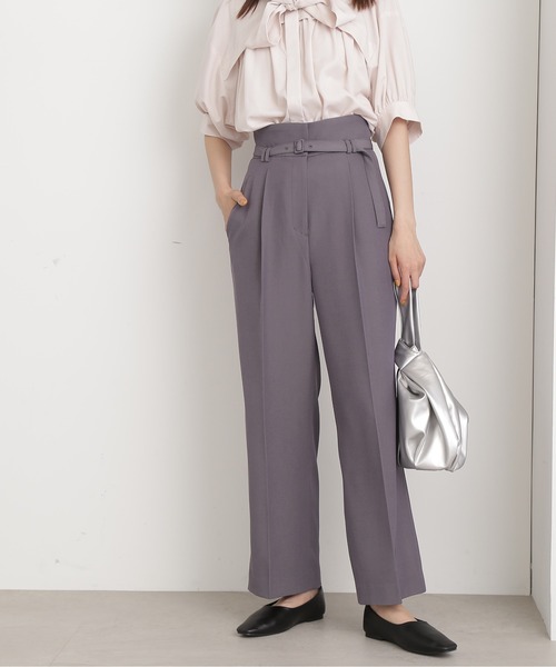 N.（N. Natural Beauty Basic）（エヌエヌナチュラルビューティーベーシック）の「【S Size Line】◆ハイウエストベルト付ストレートパンツ（スラックス・レディース・グレー/オフホワイト/オレンジ・SMALL/MEDIUM）」の3枚目の写真