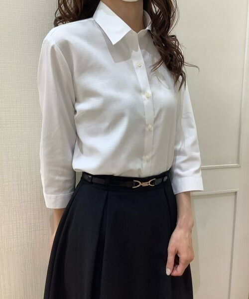 TOKYO SHIRTS(トウキョウシャツ)の「透け防止 形態安定ノーアイロン レギュラー 7分袖ビジネスワイシャツ(ビジネスシャツ・レディース・ホワイト・L/M/S/LL/XL)」の1枚目の写真