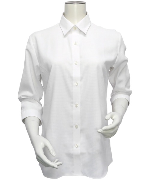 TOKYO SHIRTS(トウキョウシャツ)の「透け防止 形態安定ノーアイロン レギュラー 7分袖ビジネスワイシャツ(ビジネスシャツ・レディース・ホワイト・L/M/S/LL/XL)」の5枚目の写真