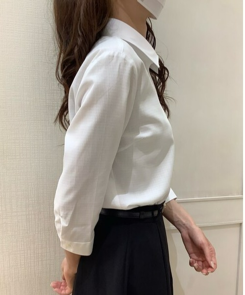 TOKYO SHIRTS(トウキョウシャツ)の「透け防止 形態安定ノーアイロン レギュラー 7分袖ビジネスワイシャツ(ビジネスシャツ・レディース・ホワイト・L/M/S/LL/XL)」の7枚目の写真