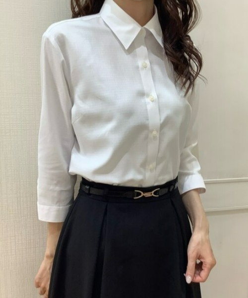 TOKYO SHIRTS(トウキョウシャツ)の「透け防止 形態安定ノーアイロン レギュラー 7分袖ビジネスワイシャツ(ビジネスシャツ・レディース・ホワイト・L/M/S/LL/XL)」の8枚目の写真