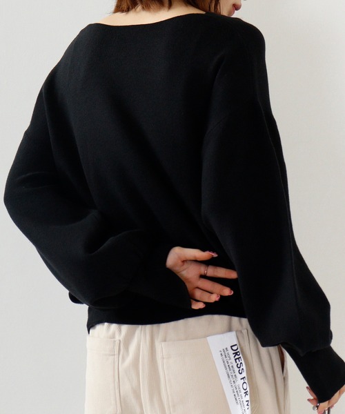 hunch(ハンチ)の「hunch 静電気防止総針12G 2WAYぽわんスリーブニット(ニット/セーター・レディース・チャコール/グレイッシュベージュ/レッドパープル/ブラック・FREE)」の19枚目の写真