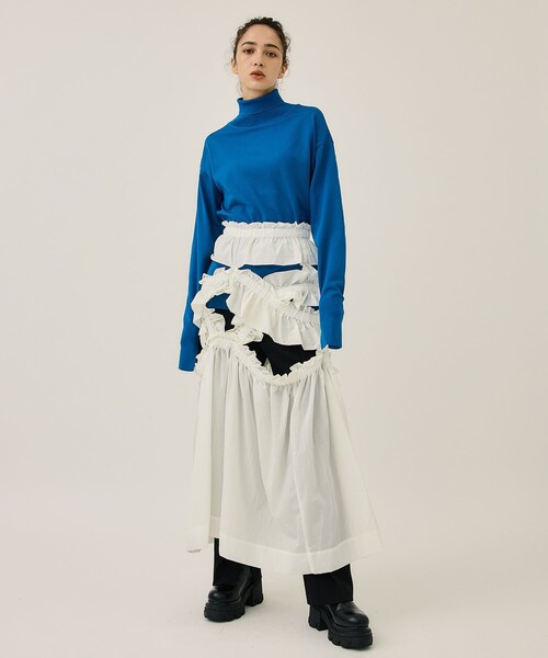 houga フリル付きノースリーブワンピース 青 HOUGA（ホウガ）の「【HOUGA/ホウガ】kiki frill dress/キキ