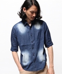 VENCEEXCHANGE | デニムバック刺繍5分袖シャツ           (シャツ/ブラウス)