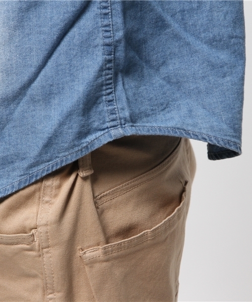 VENCEEXCHANGE（ヴァンスエクスチェンジ）の「デニムバック刺繍5分袖シャツ           （シャツ/ブラウス・メンズ・ブルー/ダークネイビー・MEDIUM/SMALL/LARGE）」の3枚目の写真