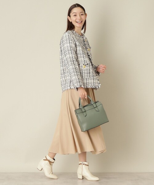 ITS'DEMO(イッツデモ)の「◆【太めヒールで安定感/シンプルデザイン/ショート】リボンベルト2WAYブーツ(ブーツ・レディース・ブラック/アイボリー・40/38)」の12枚目の写真