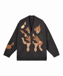 LAD MURICIAN 猫柄ニットカーディガン LAD MURICIAN 猫柄ニットカーディガン