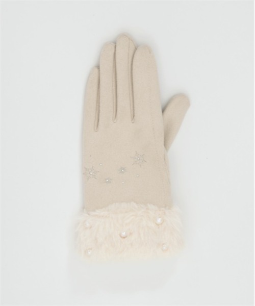 axes femme（アクシーズファム）の「雪刺繍×パールファー手袋（手袋・レディース・ブラック/ネイビー/キナリ・FREE）」の6枚目の写真