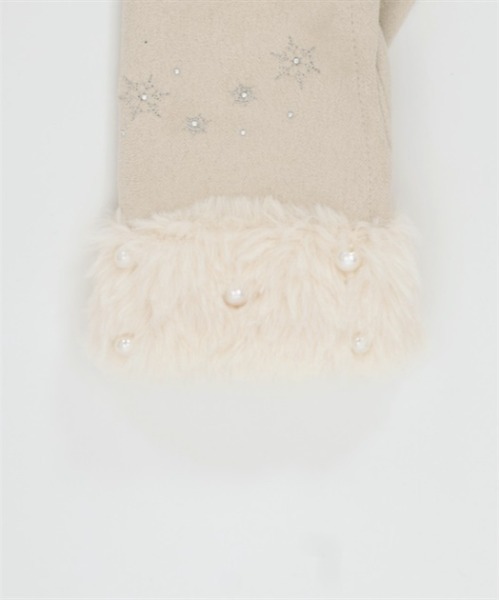 axes femme（アクシーズファム）の「雪刺繍×パールファー手袋（手袋・レディース・ブラック/ネイビー/キナリ・FREE）」の8枚目の写真