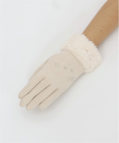 axes femme（アクシーズファム）の「雪刺繍×パールファー手袋（手袋・レディース・ブラック/ネイビー/キナリ・FREE）」の11枚目の写真