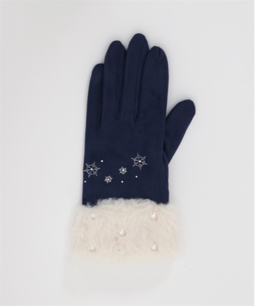 axes femme（アクシーズファム）の「雪刺繍×パールファー手袋（手袋・レディース・ブラック/ネイビー/キナリ・FREE）」の14枚目の写真
