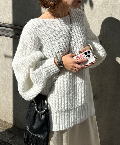 archives(アルシーヴ)の「〈Lid.〉Openwork Knit(ニット/セーター・レディース・オフホワイト/ピンク/グリーン/オレンジ・MEDIUM)」の1枚目の写真