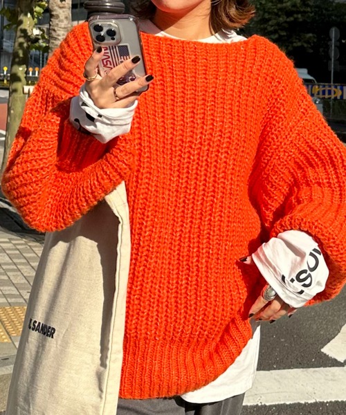 archives(アルシーヴ)の「〈Lid.〉Openwork Knit(ニット/セーター・レディース・オフホワイト/ピンク/グリーン/オレンジ・MEDIUM)」の4枚目の写真