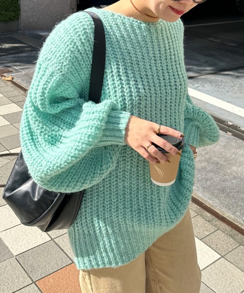 archives(アルシーヴ)の「〈Lid.〉Openwork Knit(ニット/セーター・レディース・オフホワイト/ピンク/グリーン/オレンジ・MEDIUM)」の2枚目の写真