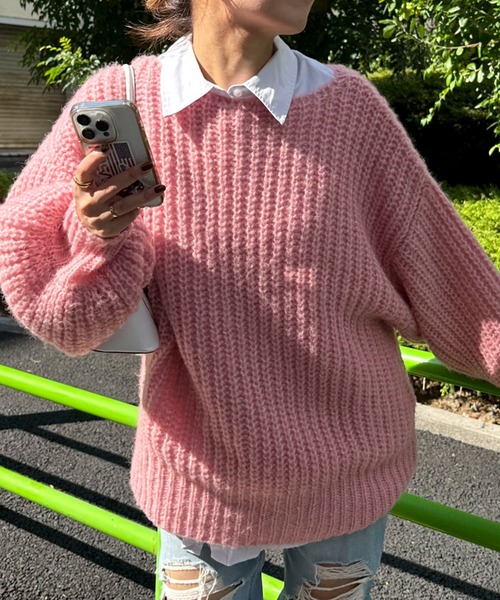 archives(アルシーヴ)の「〈Lid.〉Openwork Knit(ニット/セーター・レディース・オフホワイト/ピンク/グリーン/オレンジ・MEDIUM)」の19枚目の写真