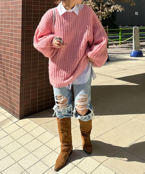 archives(アルシーヴ)の「〈Lid.〉Openwork Knit(ニット/セーター・レディース・オフホワイト/ピンク/グリーン/オレンジ・MEDIUM)」の22枚目の写真